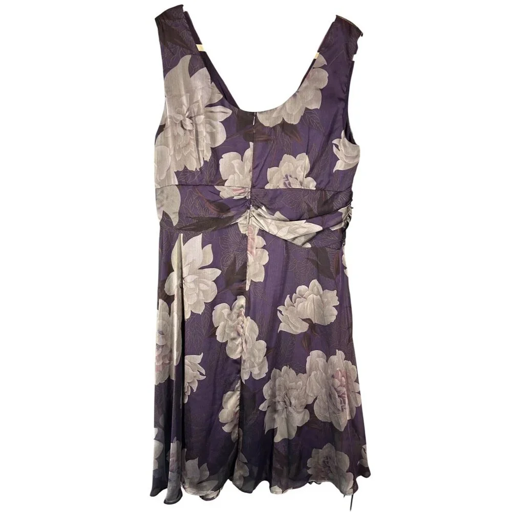 Purple Floral Sleeveless Dress With Empire Waist Size 20 W Easter Fairy - Picture 3 of 12